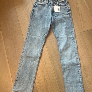 Frame Denim Light Wash Blue Straight-Leg Jeans